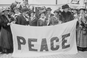 Suffragists with Peace Sign 