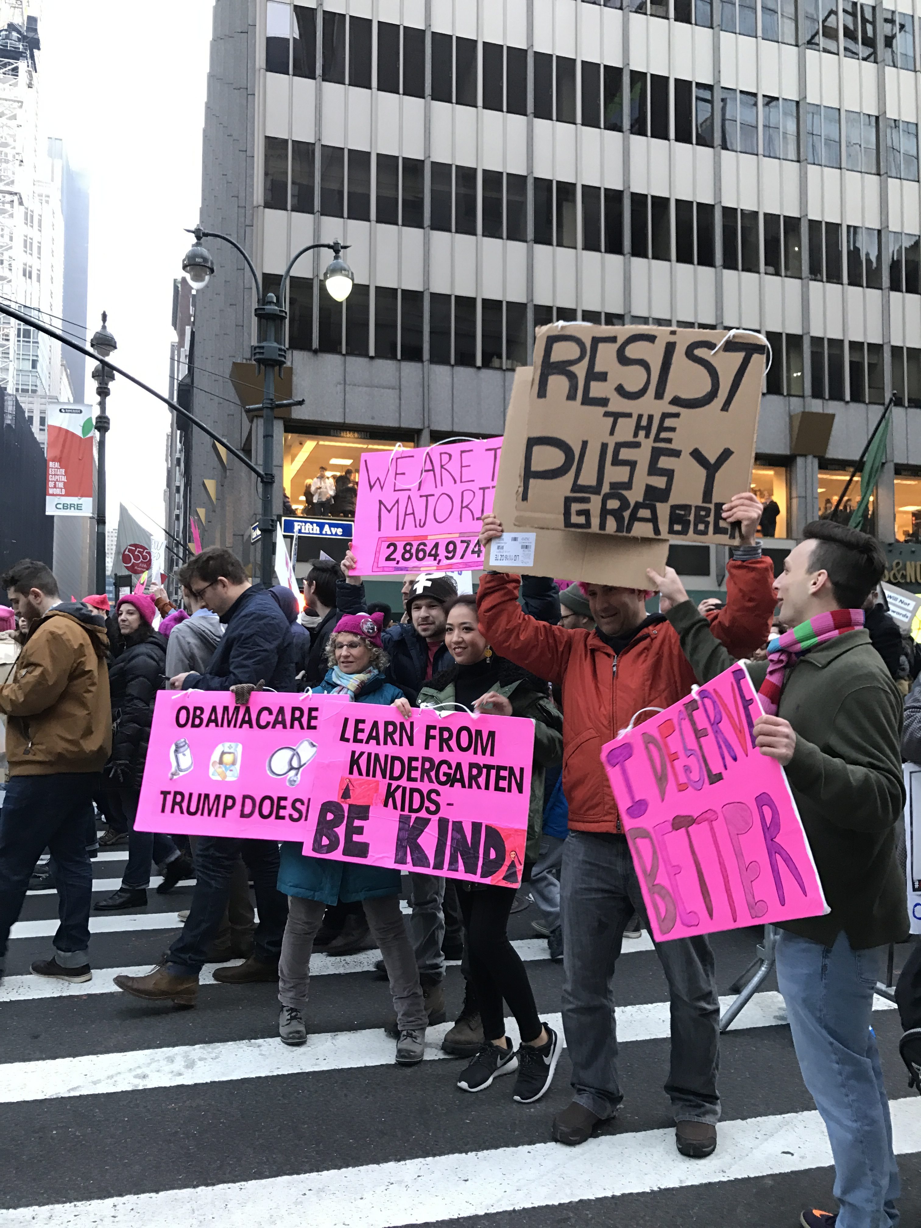 Examples of banners from the Women's March 2017 in NYC