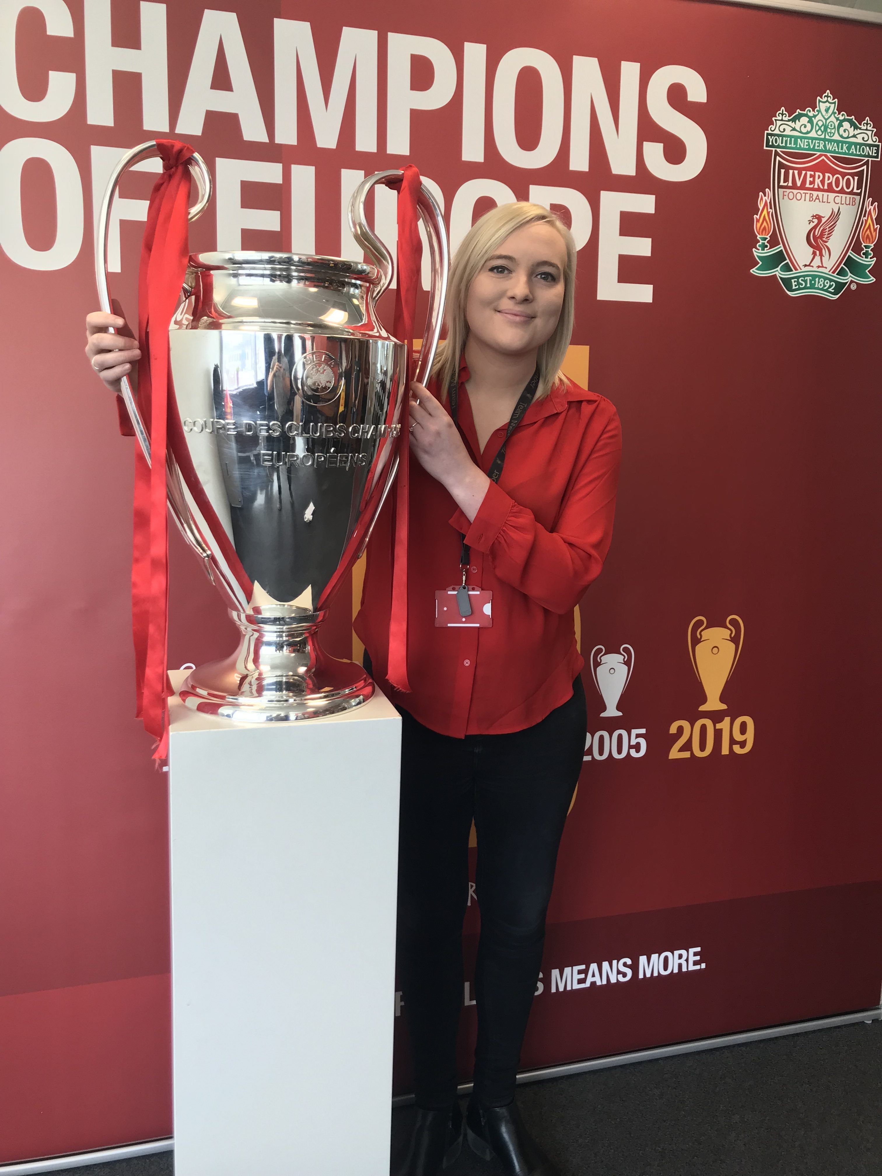 Laura with the Champions League Cup 
